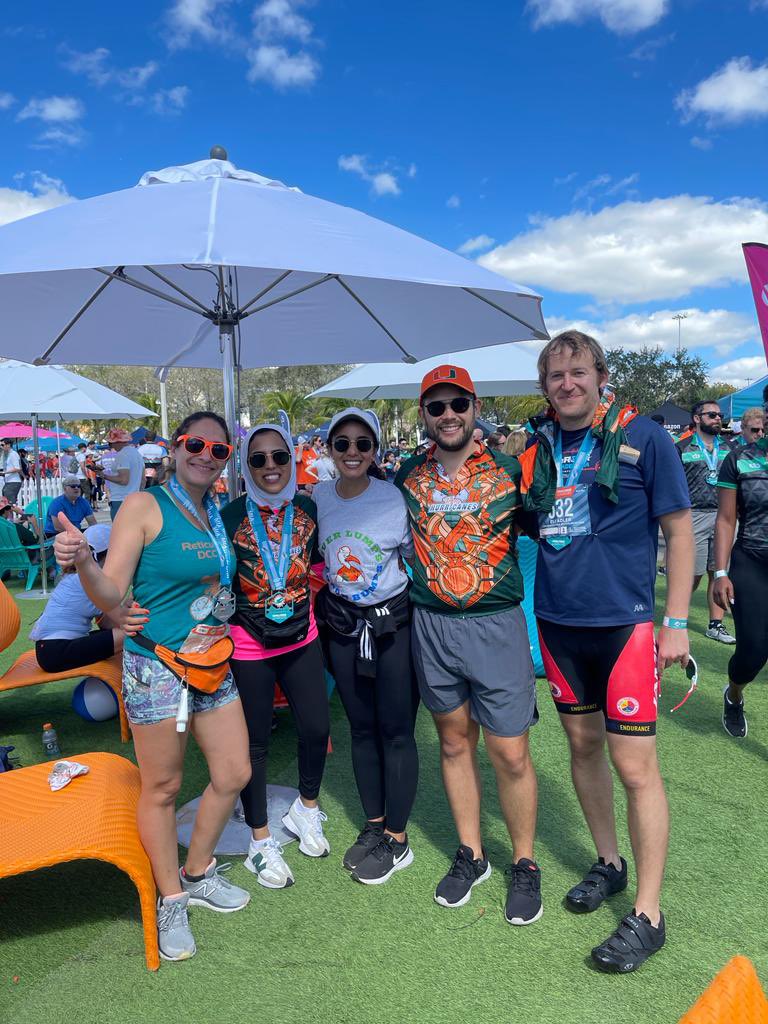 GDutcherMD's tweet photo. Shout out to my family &amp; friends in Miami, FL cycling today with @hurricanes_dcc for #DCCXIII #DolphinsChallengeCancer 
Proud of Team Reticulocyclers &amp; friends!!💚🧡🙌 🚲🚲🚲 https://t.co/DTGubftxqe