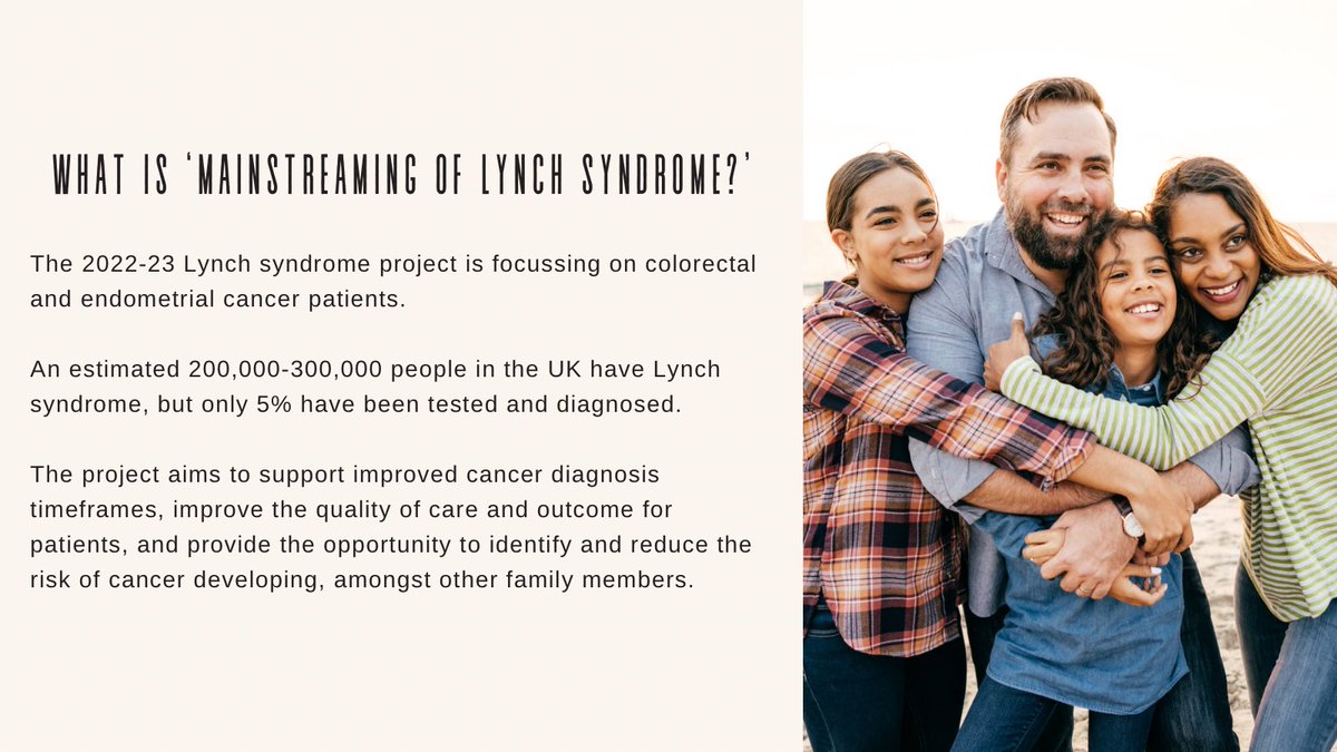 Want to know more about the mainstreaming of #LynchSyndrome testing within routine healthcare?Emma Davies’ presenting on the 2022-23 #genomic project at our #Lancaster #GenomicRoadshow To book your free place here: bit.ly/3WLZVkH #CNS #CancerNurseSpecialists #CancerCare