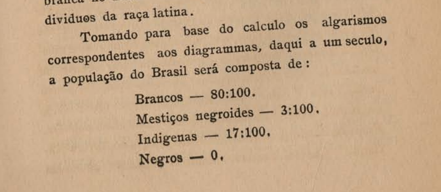 Essa era a conta divulgada pelo representante brasileiro no Congresso Universal das Raças em 1911. Para o João Baptista de Lacerda em 2021, não existiriam nenhum negro no país. 

Naquela época o Brasil não passava de 17 milhões de habitantes, contando os brancos 😅