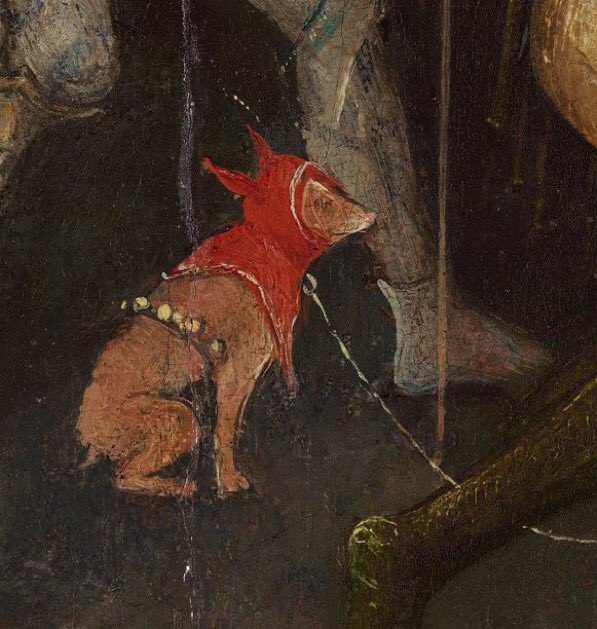 WeirdMedieval's tweet photo. jester dog, netherlands, ca. 1500 https://t.co/CkHKaUEBP2