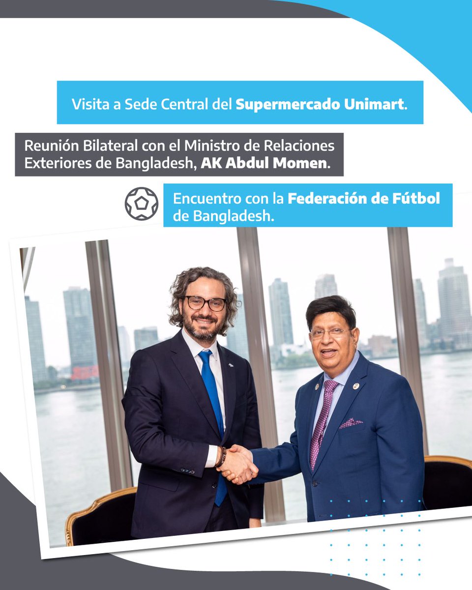 Misión comercial a Bangladesh 🇧🇩

El canciller Santiago Cafiero inicia hoy su viaje hacia Bangladesh, junto a una delegación de empresarios, para la apertura de la nueva embajada argentina en Dacca, y desarrollar además una agenda de promoción comercial y de inversiones.