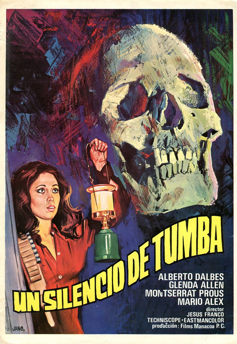 torsodapop's tweet image. Uncle Jess hangs out with Poe &amp;amp; Agatha Christie in an Old Dark House:

#horrorposters for NIGHT OF THE SKULL (1974) aka La noche de los asesinos aka the film that almost killed Maribel Hidalgo &amp;amp; SILENCE OF THE GRAVE (1976) aka Un silencio de tumba

#FrancoFebruary #SpookySaturday