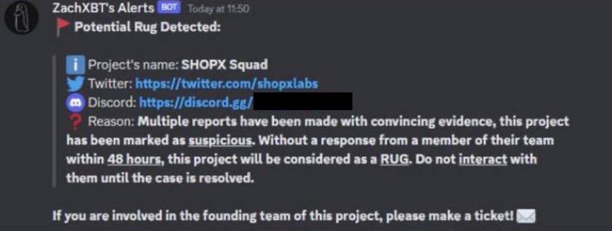 zachxbt's tweet photo. After receiving multiple DMs in the past 24 hrs it has come my attention scammers are impersonating me on Discord in an attempt to phish team members of various crypto &amp; NFT projects. 

I do not have a public Discord account and have no plans of creating a server. https://t.co/vHabVEiFzy