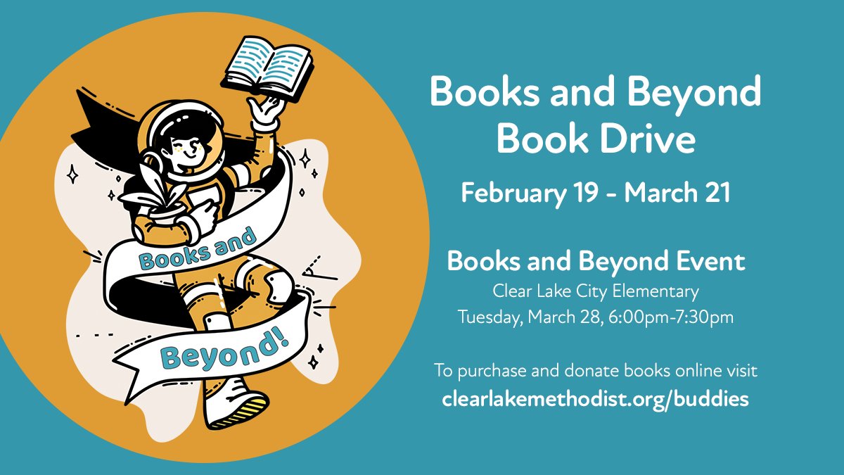 clearlakeumc's tweet photo. Our Books and Beyond Book Drive is underway, so please bring new or gently used books from home and place them on the shelves provided in the Sanctuary narthex and Wesley Center lobby. You can also purchase and donate books online at https://t.co/Uj4VUrZuoA. https://t.co/Hg6pPnIdJ3