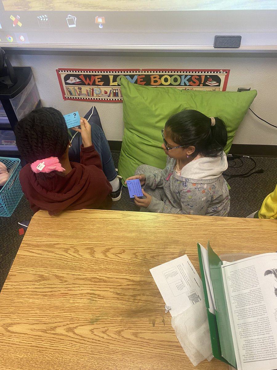 gigiwheat's tweet photo. @megan_allard_IC modeling conversation cards for student led collaboration with our read aloud, “The Thief of Always”. @SonntagElem @S5thgrade @BreaKJones3 @holbrooks46 #conversationcards #purposefultalks https://t.co/75x65qup86