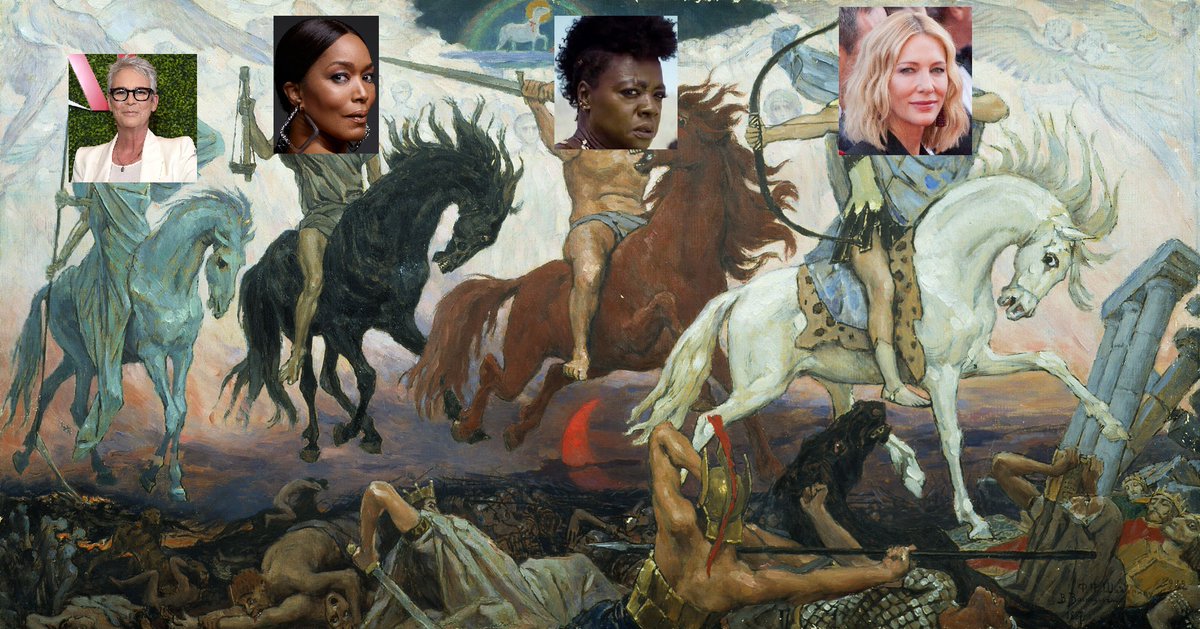 daddymcdirty's tweet photo. The four horsewomen of the BAFTAs
Angela Bassett did the thing (Famine)
Viola Davis my woman King (War)
Blanchette Cate you're a genius (Conquest)
Jamie Lee you are all of us (Death) https://t.co/puOpvZj7p5
