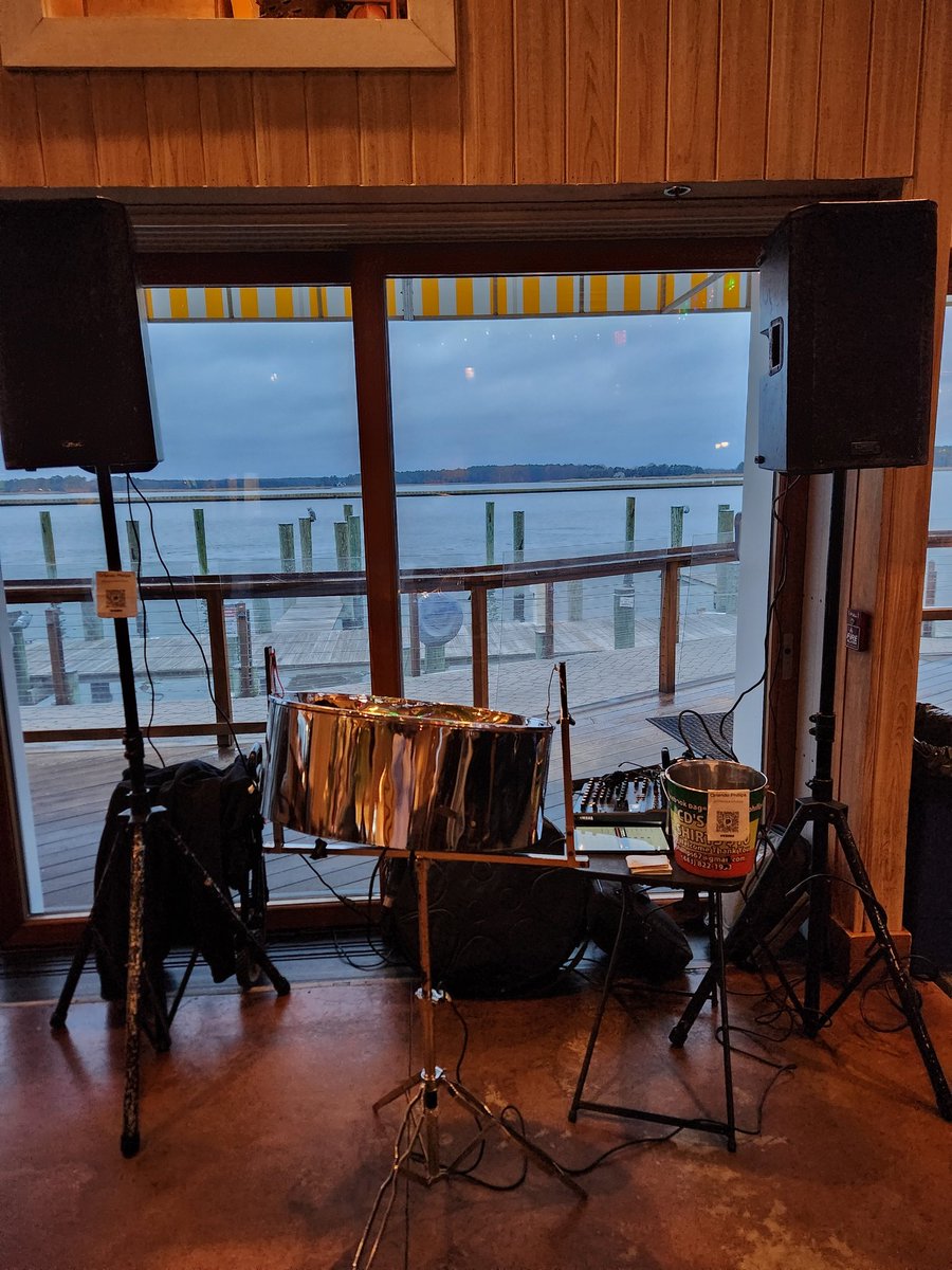 OPhillipsLive's tweet photo. Setup and ready to perform steel drum and Caribbean vibes 6-9 tonight at Bridges https://t.co/VZGGHXlvNF