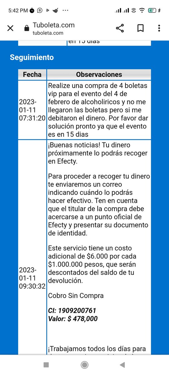 marcepober's tweet photo. @TalCualOficial @sicsuper @Tuboletaoficial un caso de hace mes y medio y no dan respuesta para devolución de dinero!!! Ayuda, es plata que necesito!!! https://t.co/fzqEDSXXIg