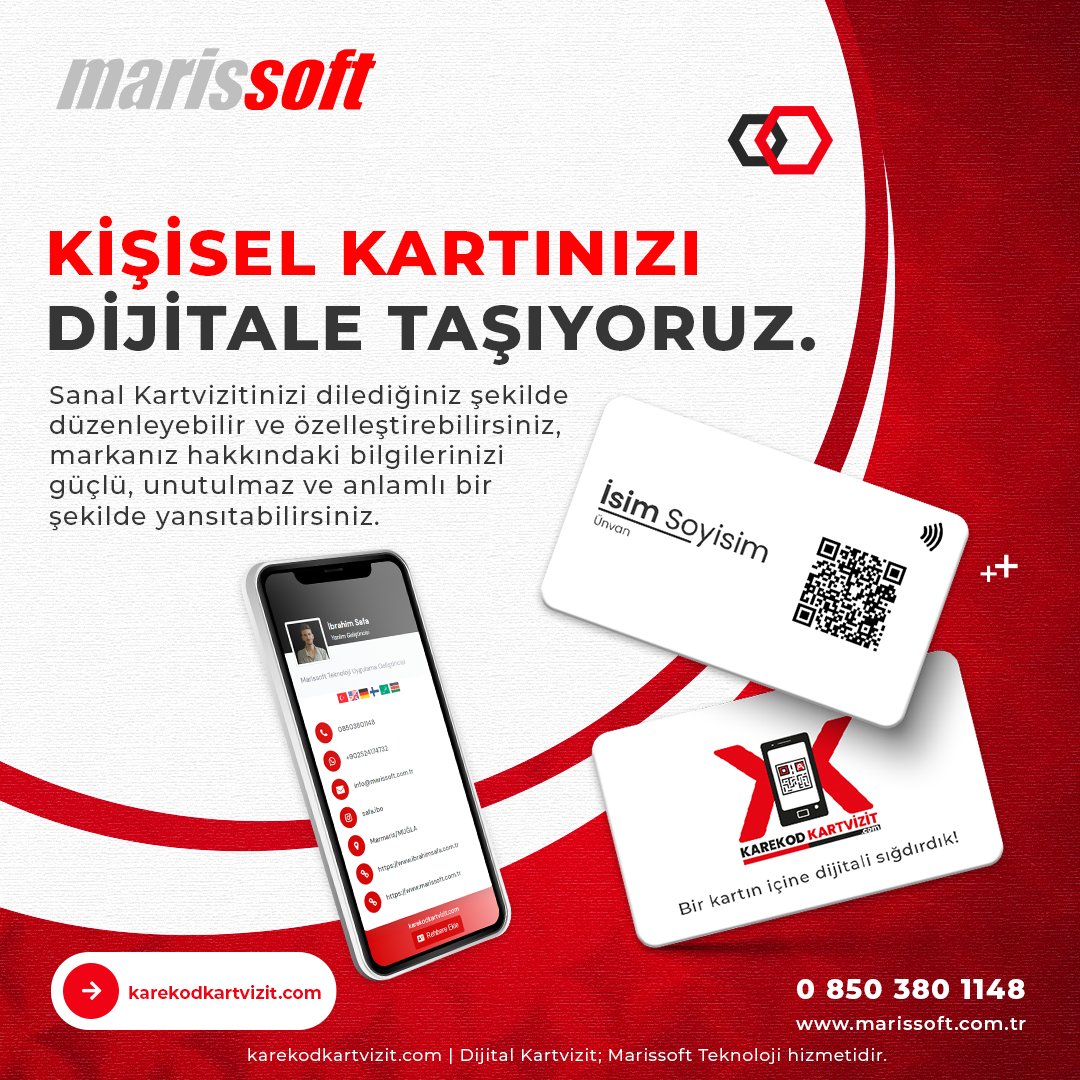 marissoftcomtr's tweet photo. Karekod Dijital Kartvizit; NFC, QR Kod veya link paylaşımı ile, kişisel bilgilerinizi istediğiniz kişiye dijital olarak iletmenizi sağlayan bir teknoloji bütünüdür.

👇🏻Şimdi Sipariş Et
🌍 https://t.co/qCQGDDSpbO
📱 0 850 380 11 48
📍 Marmaris / MUĞLA

#dijitalkartvizit #marmaris https://t.co/fttluM7wle