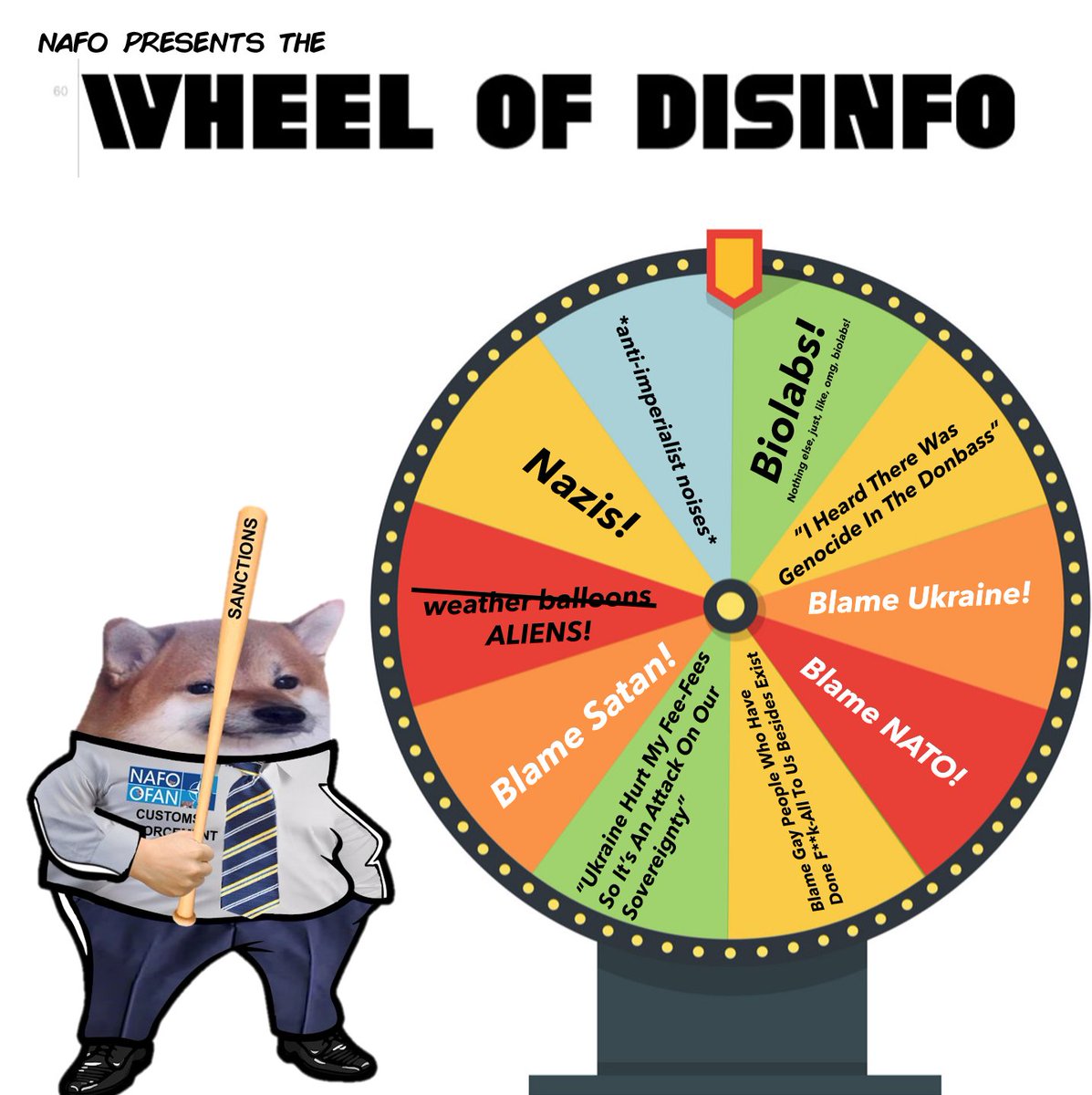 SuckBexton's tweet photo. it's not exactly Disinformation Roulette but, like

I didn't want to go and, like, photoshop a roulette wheel, so https://t.co/jaY4Tzm2NE