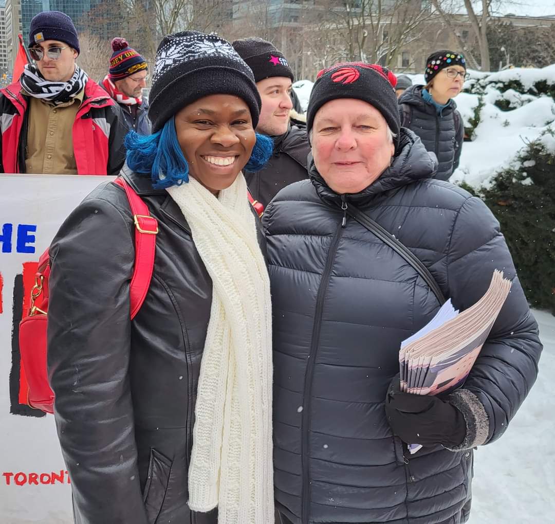 SusanMcMurray11's tweet photo. @torontolabour proud to join today's "Welcome" Back Doug protest event #itsabouteverything! Democracy, workers' rights, climate under attack? What do we do? Stand up, fight back https://t.co/1cwIkVrnkD
