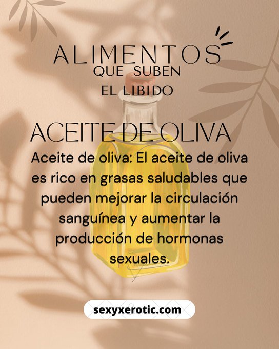 Alimentos que aumentan el placer sexual: Aceite de oliva 🥫 https://t.co/gvp60ZPK9H #aceite #oliva #libido<a href="/tag/salud"class="tags"><span>#salud</span></a><a href="/tag/trending"class="tags"><span>#trending</span></a><a href="/tag/oliva"class="tags"><span>#oliva</span></a><a href="/tag/alimentos"class="tags"><span>#alimentos</span></a><a href="/tag/curiosidades"class="tags"><span>#curiosidades</span></a>