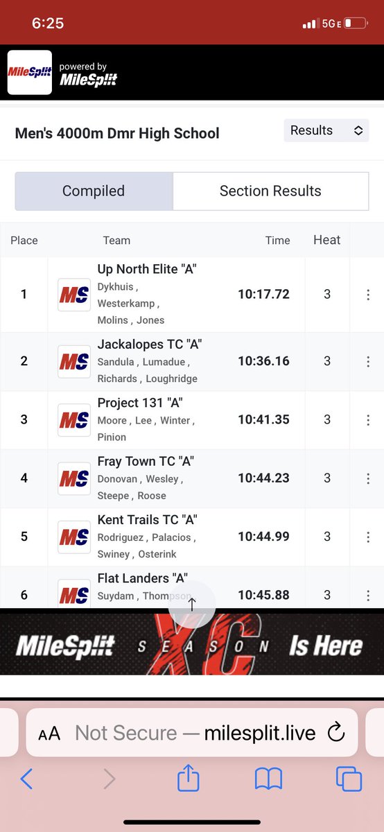 MileSplitMI's tweet photo. Up North Elite goes 10:17.72 for the boys DMR title at the MITS State Championship. @_LAB_TC @mitstrack https://t.co/fA4sKrTjsn