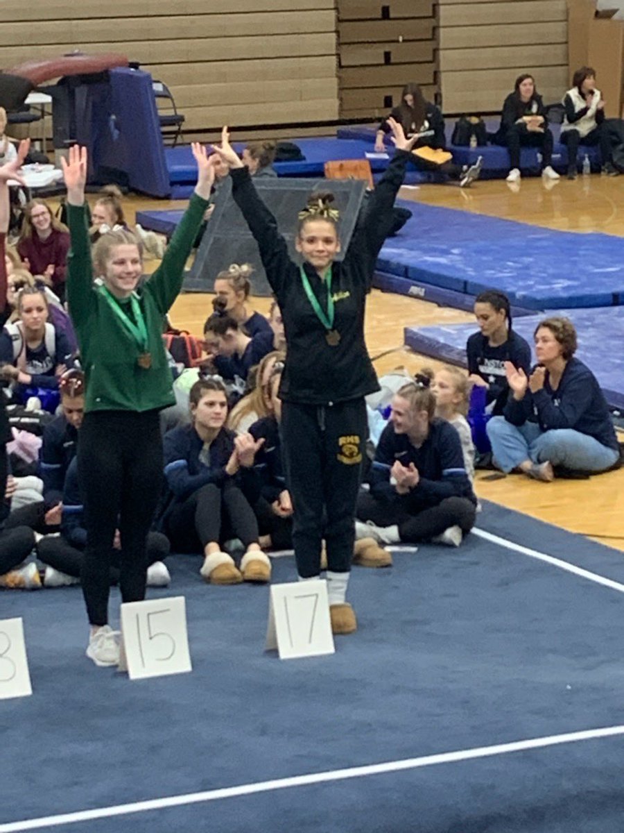 Riverside_athl's tweet photo. Congrats to Senior Ella Steen and Freshman Allison Urbas who qualified for the State Tournament! Allison qualified for the Bars and Ella for the Beam. Ella was also named to the All-District Team. 🦫 🏆 https://t.co/MrytJFogUf