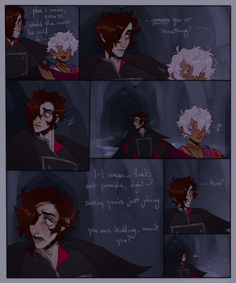 waxrabbits's tweet photo. silly little comic in response to a request on tumblr
#thearcana #thearcanagame #thearcanajulian #thearcanaasra #juliandevorak #asraalnazar #julian #asra https://t.co/gIKhkSOBLg