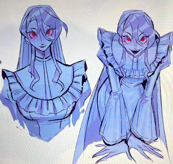 #oc been moving around but some quick draws of my silly vampire cult nun oc <33 