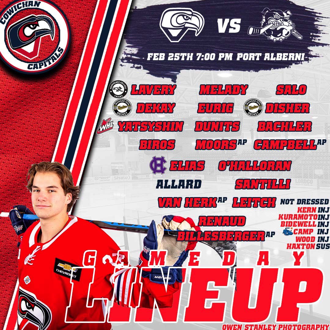 Cowichan Capitals on Twitter "Tonight’s lineup in PA! https//t.co