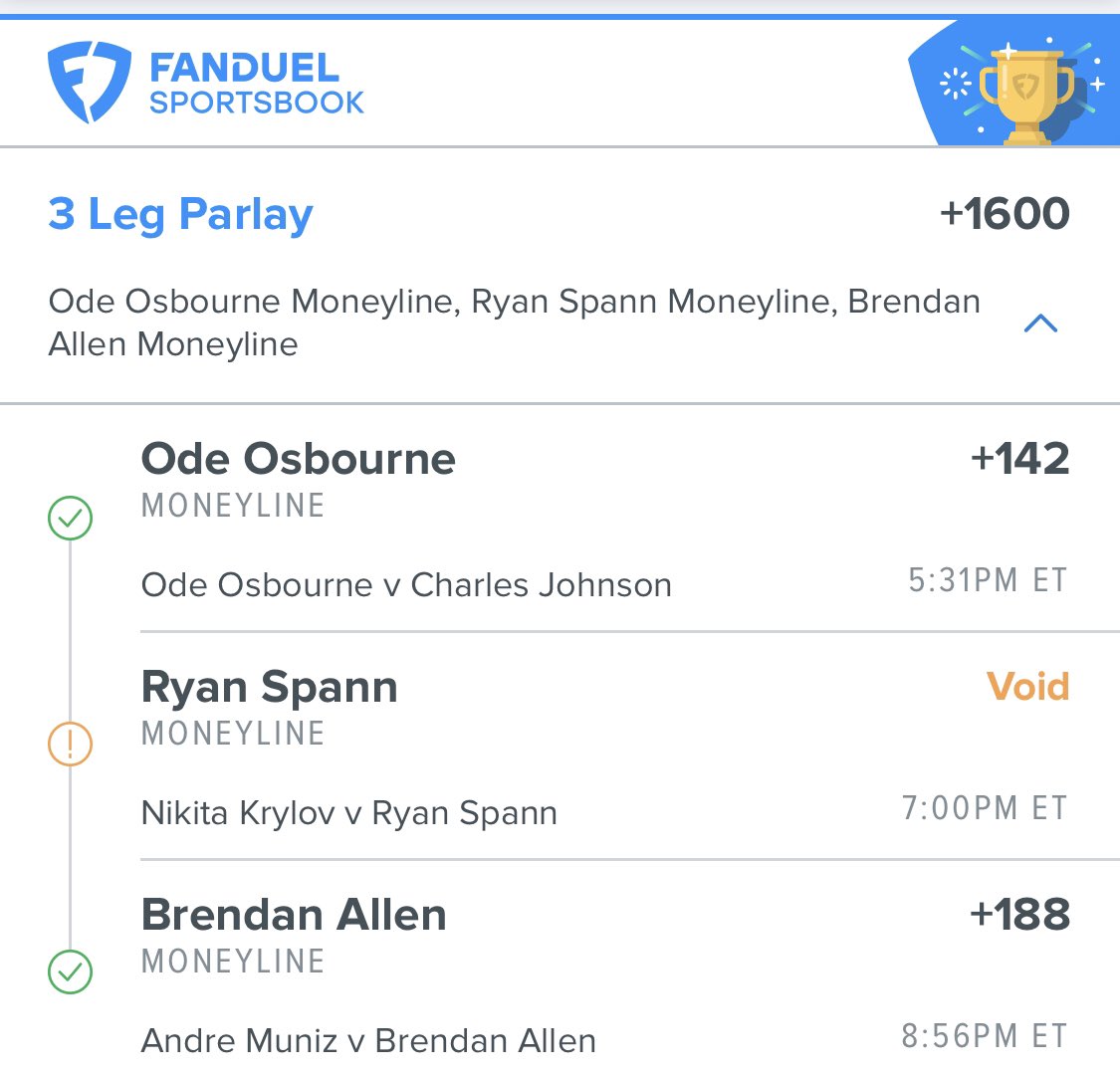 Really wanted to see Krylov Vs Spann but w.e. All and all a very decent Fight Night 👊🏾💯 #UFC #fanduelsportsbook #OdeOsbourne #BrendanAllen