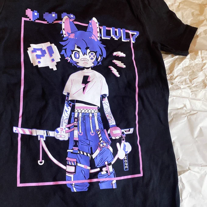 SHIRTS! ARE! BACK!!!!!!!!!!!!! including a NEW MOTH TANK!!!  Theres also an updated LVL 7 and restock of Wave Boy and Bad Witch Club these will be at my table during emerald city and online afterwards  