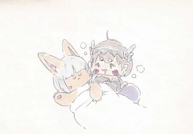 ナナチちゃんの寝顔を見守る。#イラスト #メイドインアビス 