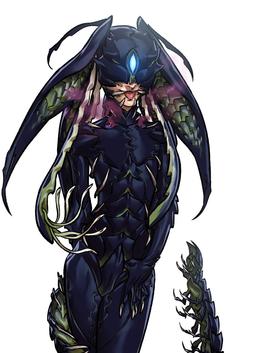 Illustration commission for <a href="/Isaty_/">Isaty ❄️🐯💢</a> , who graciously allowed my to expand on my centipede concept some more 🐛🐛🐛 Symbiote-bonded make for fine drones, as the symbiotic mass can easily be assimilated and turned into an exoskeleton, allowing for a much faster conversion