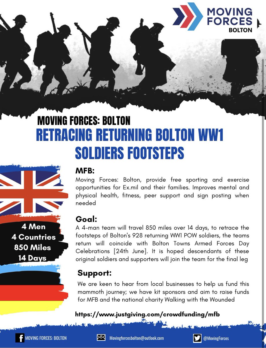 MovingForces's tweet image. Looking for contacts or support in sponsorship for train fare, London to Manchester following our return back to Blighty. This will symbolise what the WW1 Tommies received after such a journey we hope to emulate! 🇩🇪 🇧🇪 🇫🇷 🇬🇧 @POferries @dfds_uk @BoltonNews