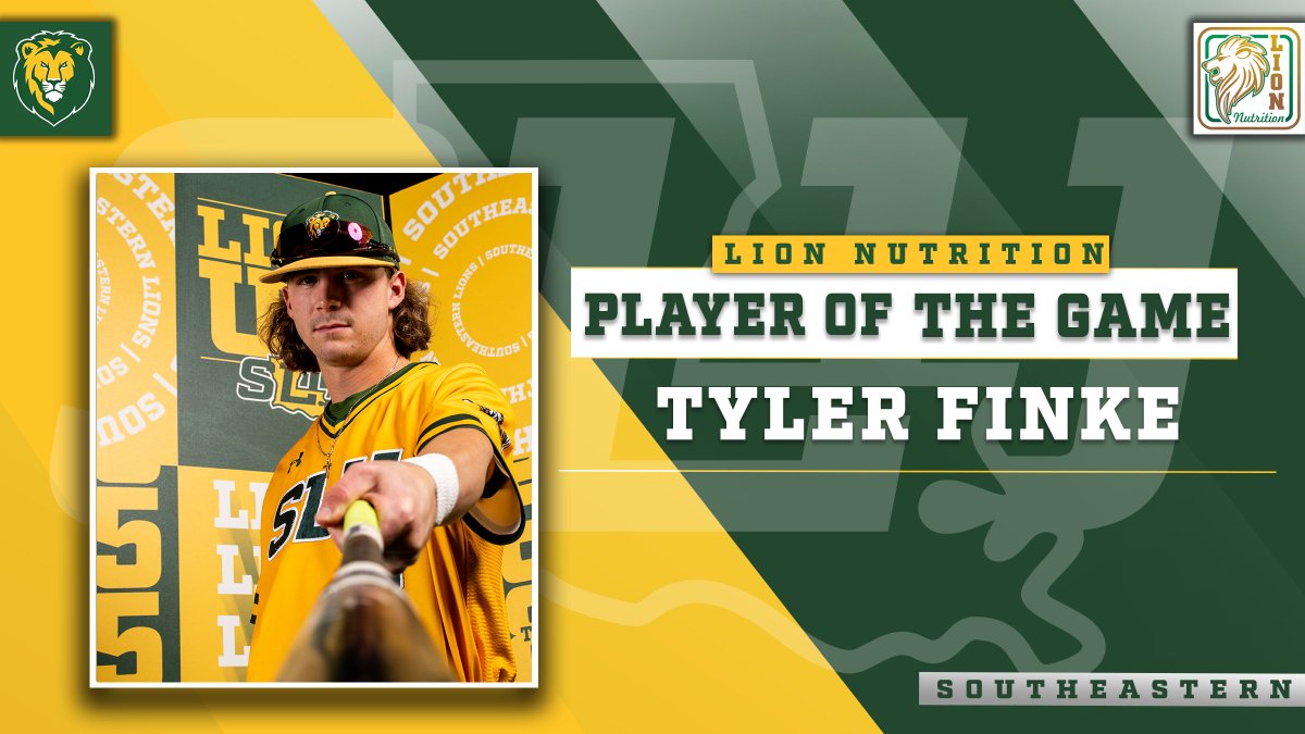 LionUpBaseball's tweet photo. With a solo home run, 2 RBIs, 3 runs scored and one stolen base, Tyler Finke is our Lion Nutrition Player of the Game. 

#LionUp | #GATA | #TEAM https://t.co/ILt5uurWQa