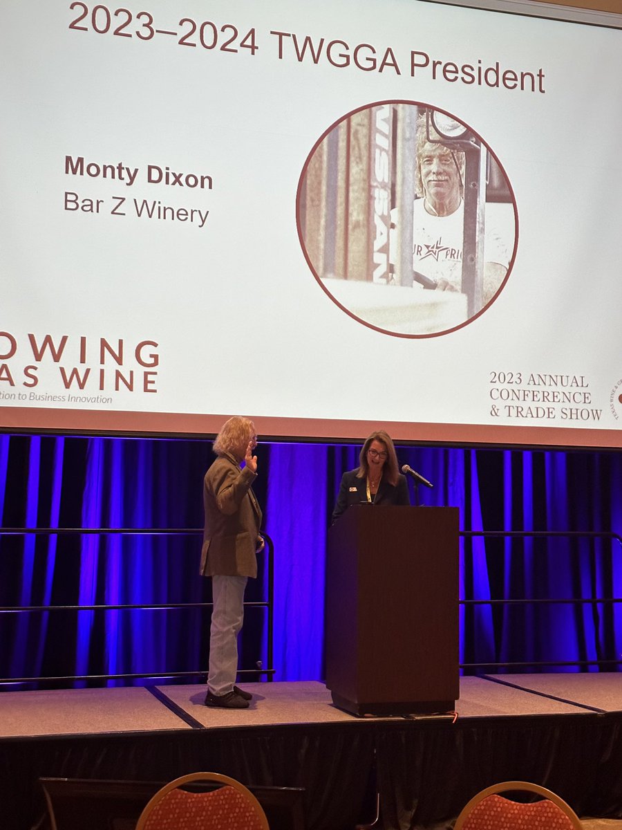 Our very own vintner, Monty Dixon, was sworn in Feb. 21st as the President of Texas Wine and Grape Growers Association (TWGGA) during the 2023 Conference in San Marcos. Monty has been a member of TWGGA since 1998 and this is his 2nd term since he was President in 2015.