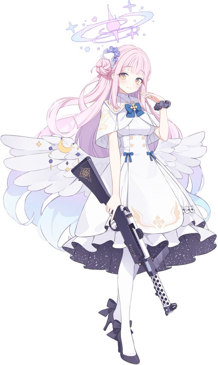 mika (blue archive) 1girl weapon gun submachine gun solo pink hair single side bun  illustration images