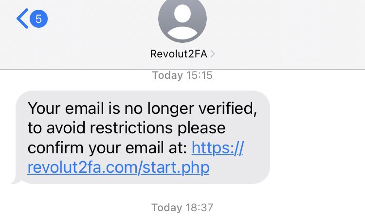 Rossire84's tweet photo. Ah @RevolutApp is this a scam message https://t.co/3RfZcrxofX