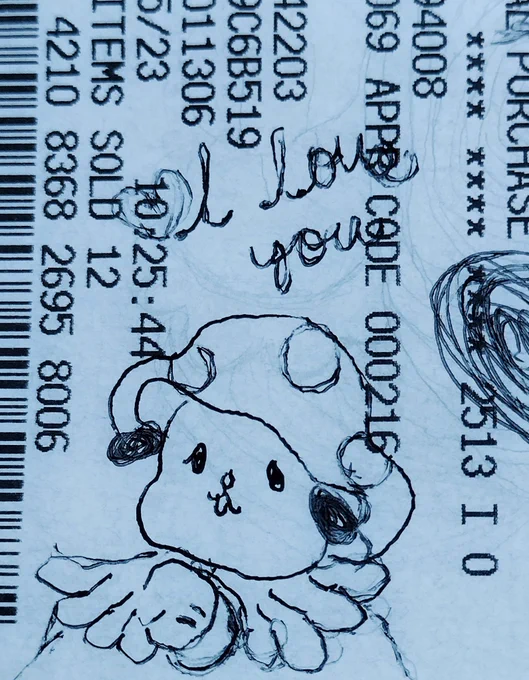 doodling on a receipt in the car 🚗 