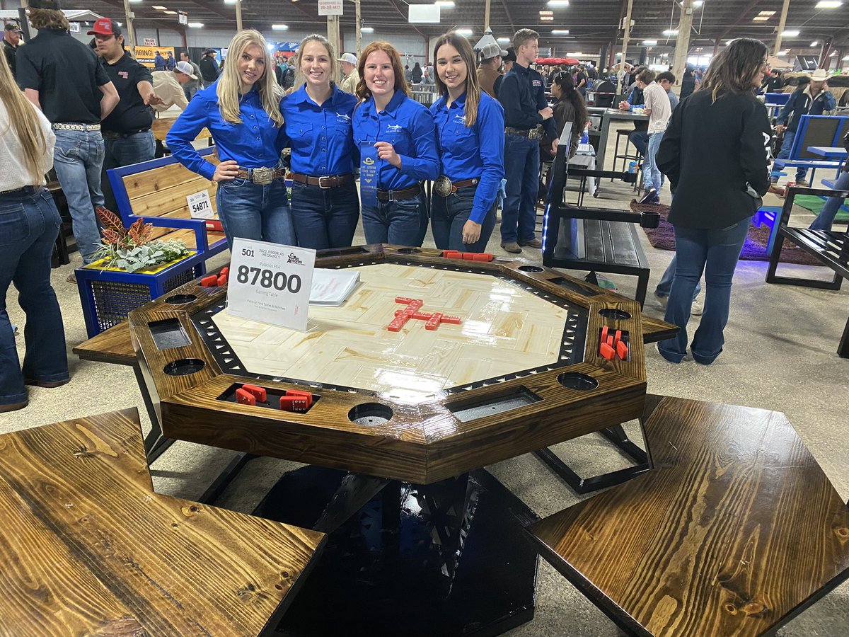 Dr_Chap_TX's tweet photo. 3 blue ribbons by @PalaciosFFA members at the @SanAntonioRodeo Ag Mech Show! There are even 2 @PalaciosAth Sharkettes ⚽️⚽️ Girls in there! #CTEatWork #FearTheFin https://t.co/kN6aQlghP7