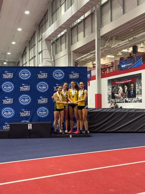WayneStateTFCC's tweet photo. The DMR squad of Gordon, Wellner, R Felstow, and Christensen earned a podium finish in 3rd place!! https://t.co/k1WIsPSuQO