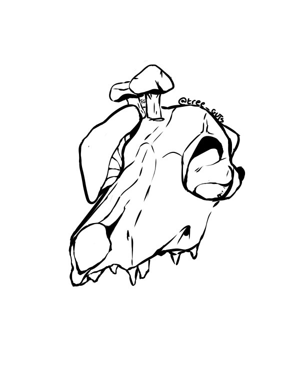 tree_guts's tweet photo. I drew animal skulls for like 3 years of my life, help. Mushrooms are ass to draw but the moss was fun https://t.co/CpdNem0PXA