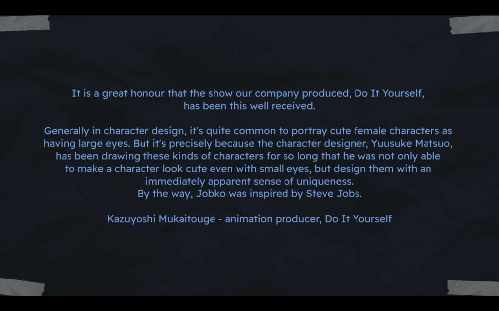 ranime_awards's tweet image. Here DIY's animation producer, Kazuyoshi Mukaitouge's, comment on the award. Mukaitouge concludes it with revealing an earth-shattering detail.