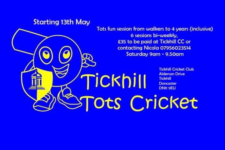 TickCricketWG's tweet photo. Limited spaces available at Tickhill Tots Cricket. Wobbly walkers to 4 years. Come and start your child’s cricket journey with fun and bubbles @TickhillCClub. https://t.co/AcuuOINimi