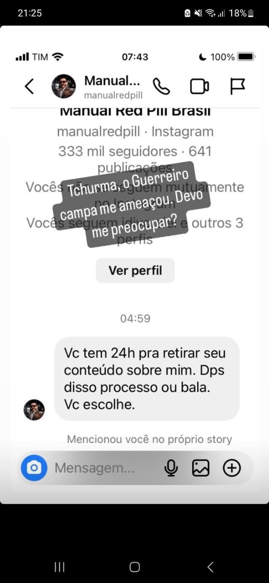 GugaNoblat's tweet photo. E não é que o Guerreiro da Campari odeia mesmo mulher. O comédia que virou meme por falar mal de mulher que “paga breja” não aguentou as piadinhas e ameaçou dar tiro  na atriz Livia La Gatto. Olha o print do “machão”. https://t.co/zub0GVjPUr