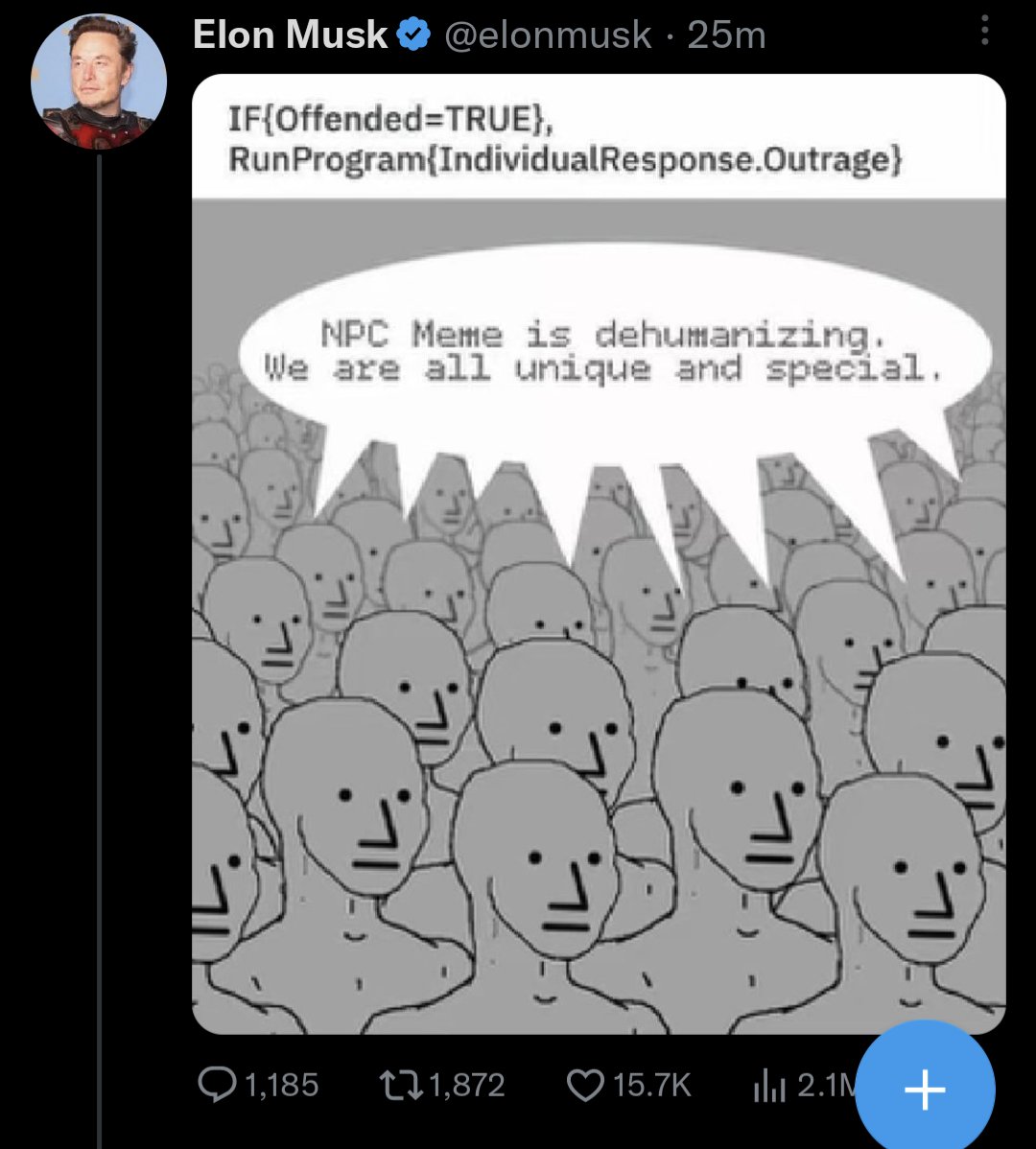 Translation: If you call me out and don't think I'm funny. The problem is you. I'm very smart you see. Please laugh.

Guys I'm so cool. Guys?