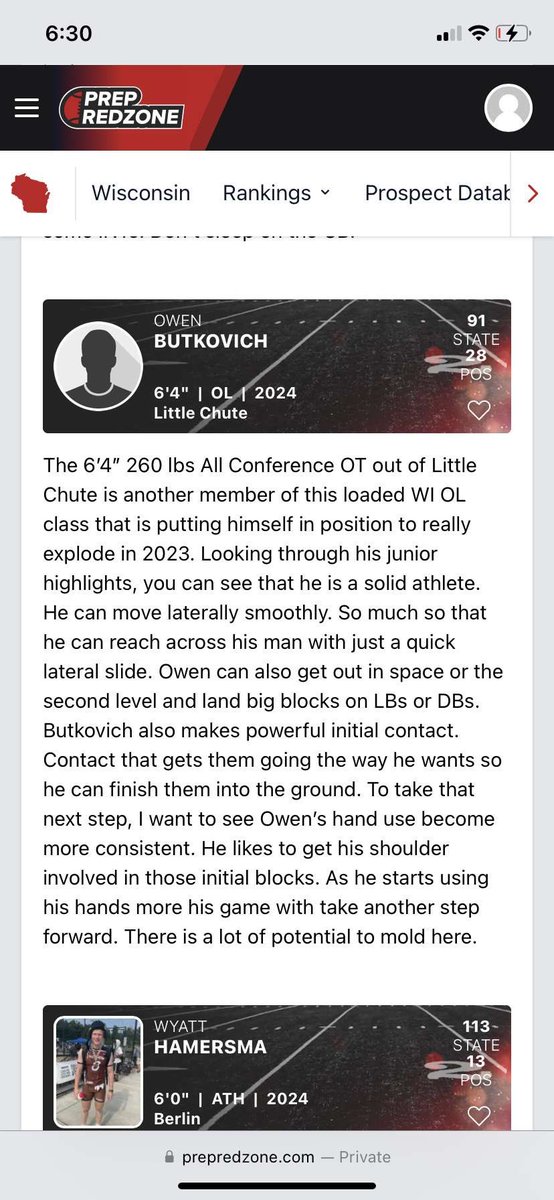 Thanks for the evaluation! <a href="/PrepRedzoneWI/">Prep Redzone Wisconsin</a> <a href="/MJ_NFLDraft/">Mark Johnson</a>