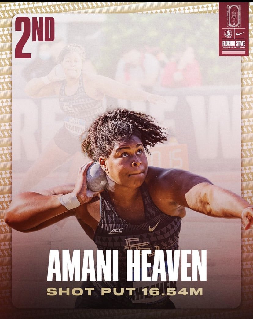 DHeavenJr's tweet photo. Booom Let’s Go Baby girl leaving her mark!!!  2nd all time for FSU All ACC!!!  #FSU #Noles #fsutrack #bigthrowathletics https://t.co/pbiNmArUxy
