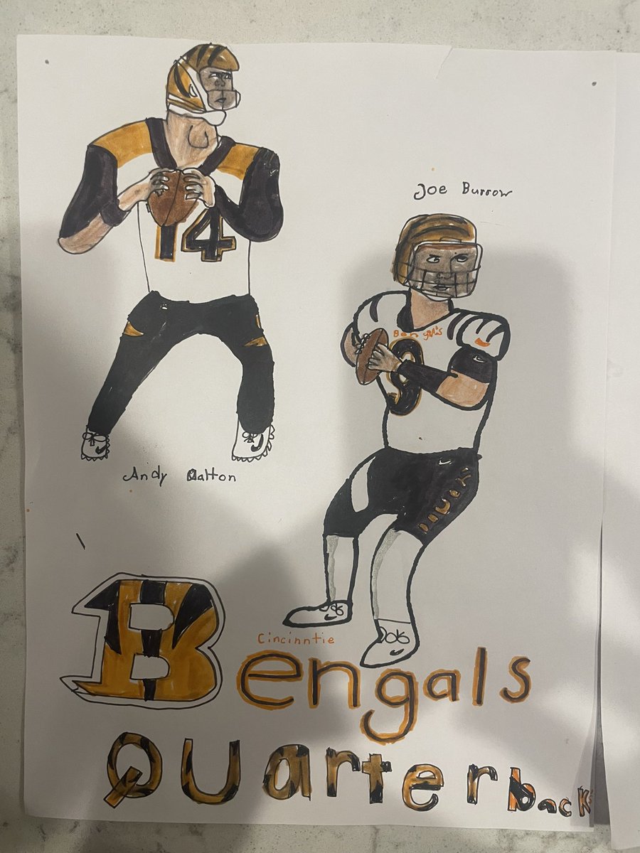 LiddyMrs's tweet photo. My 9 year old drew all his favorite players! @Bengals help me reach these guys to show them how much they are loved! He’s a huge Bengals fan! https://t.co/qB6zHf7tZV