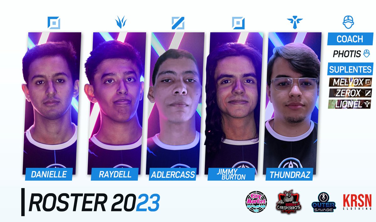 Desde la tierra, los astronautas salen a conquistar nuevos mundos, aquí esta nuestro roster para este 2023:
| 👨‍🚀TOP- @DaniellePantan4  
| 👨‍🚀JUNGLER- <a href="/raydellgg/">Raydell</a> 
| 👨‍🚀MID- <a href="/Adlercasss/">Carlos</a>  
| 👨‍🚀ADC-<a href="/jimmyburtongap/">Jimmy Burton</a>
| 👨‍🚀SUPP-<a href="/Thundraz21/">Jose Andres Trujillo</a> 

Coach: | 👨‍🚀- <a href="/Photis_/">Photis</a>