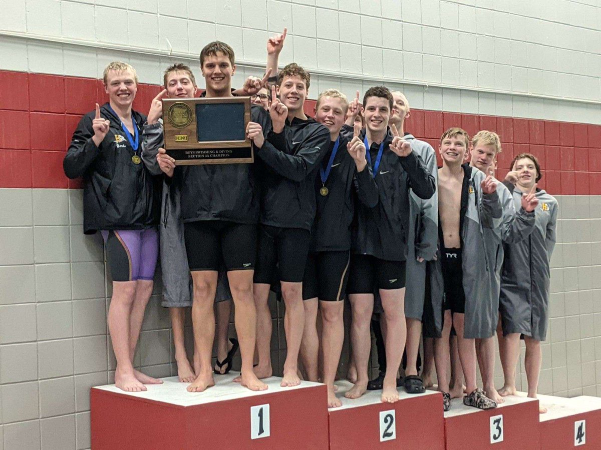 Your 2023 Section 3A Champions!  Congrats to Coach Fairbanks for Coach of the Year and to Conner Hogan for being chosen Swimmer of the Year! <a href="/HutchActivities/">Hutchinson HS Activities Department</a> <a href="/CoachFairbanks/">Coach Fairbanks</a>