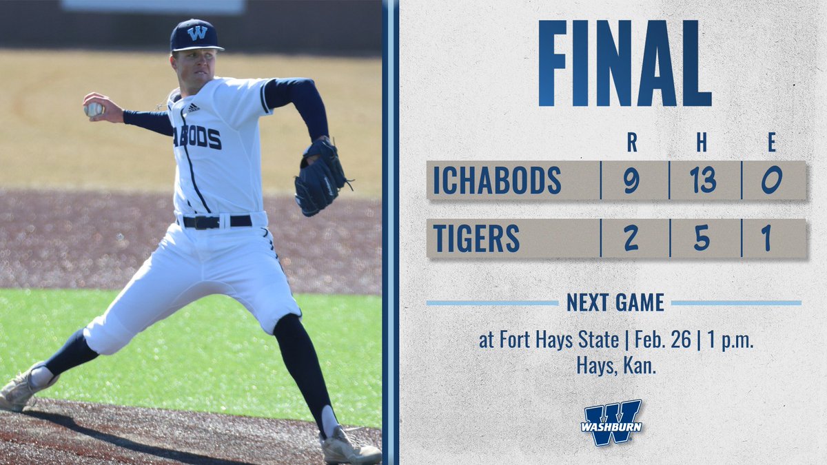 FINAL | Washburn wins game two, 9-2! Rane Pfeifer got the victory after tossing seven innings and allowing just two runs and four hits with nine strikeouts! #GoBods