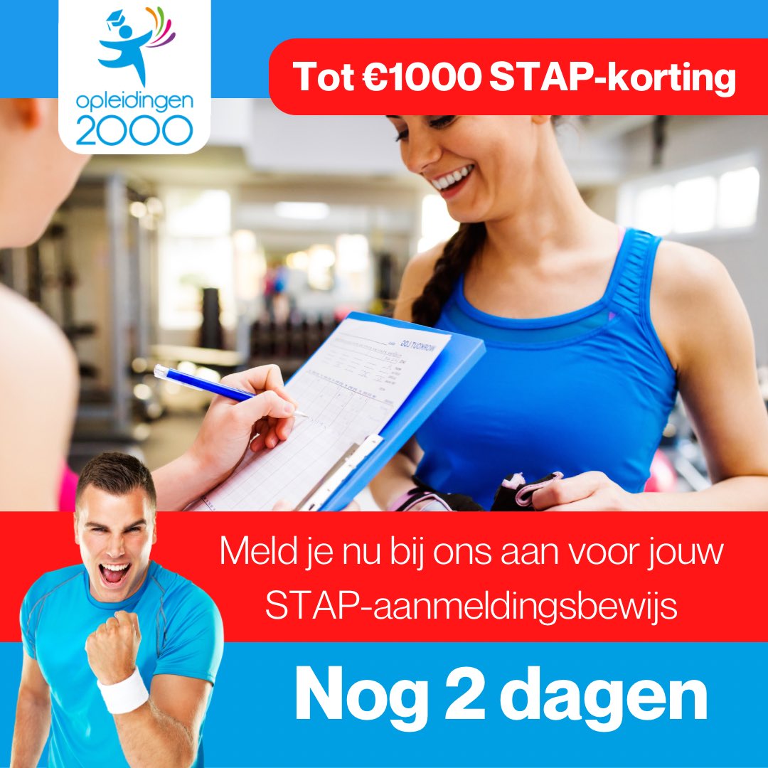 timschoormans's tweet photo. Nog 2 dagen voor 1000 euro korting
1Schrijf uiterlijk maandag nog bij ons in voor een opleiding. Dat doe je gewoon op https://t.co/YmzZ4GPYUd .
2Je ontvangt je STAP-aanmeldingsbewijs
328 februari om 10.00 uur log je vraag je jouw budget aan. https://t.co/vhL6kHpdHs