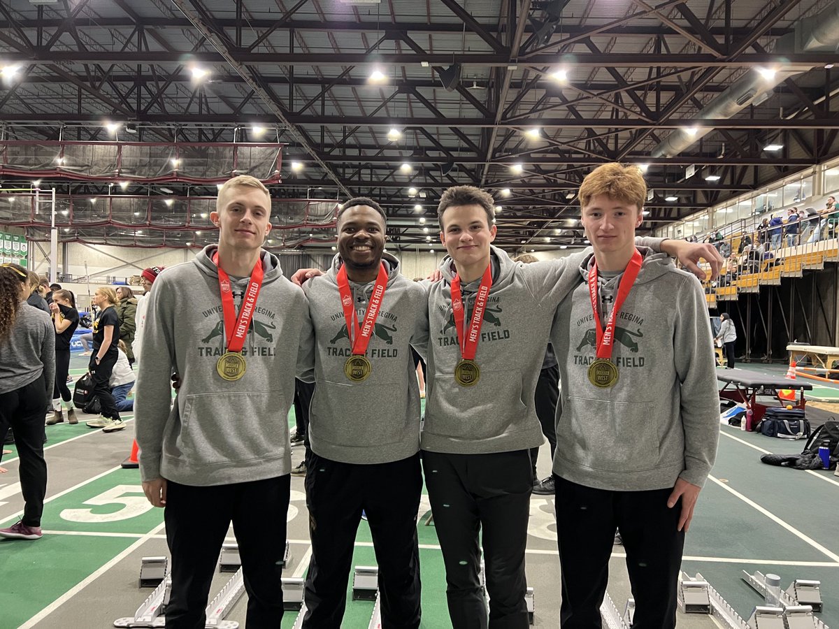 We’ve got GOLD in the 4x200 relay! ⁦<a href="/Dushos/">ITSEKIRI USHEORITSE</a>⁩, ⁦<a href="/StormZablocki/">Storm Zablocki</a>⁩, Logan Fettes, and Brett Franklin bring it home in 1:28.76 for the win 🥇

And they hit the ⁦<a href="/USPORTSca/">U SPORTS</a>⁩ standard for good measure 😼

#WeAreUofR