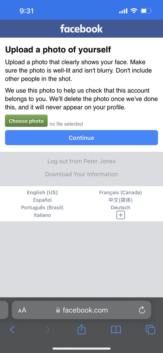 Dear <a href="/facebook/">Facebook</a> You don’t need me to upload a picture of my face to allow me to login/unsuspend my account. That’s actually what I set up the 2FA app with my Facebook account for.