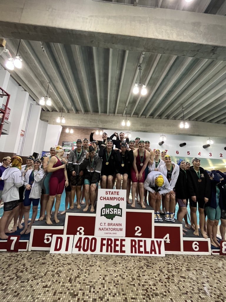 JeromeSwimming's tweet photo. Girls 400 Free Relay - STATE CHAMPS!! Milly, Zoe, Libby and Olivia!! https://t.co/sAM8jpzYWW