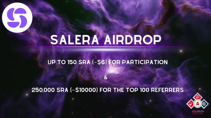 AirdropsNotify's tweet photo. 🪂#Airdrop: Salera
💰Reward: 150 SRA (6$) each to 5000 Random participants

🔗Telegram Bot :  https://t.co/c9vs3lokR4 
                                   
🔸Join Telegram Group | Channel 
🔸Follow on Twitter and retweet the pinned post 
🔸Submit Your BSC wallet Address https://t.co/C4TVEmt2PH
