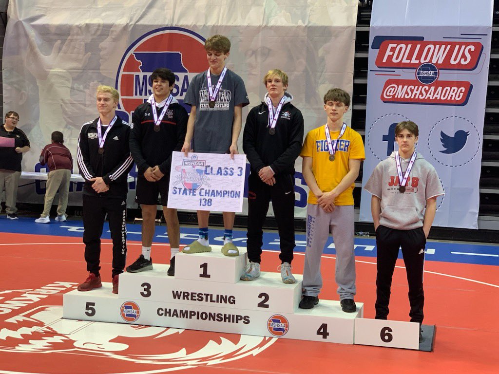 jayswrestling's tweet image. Braden Werdehausen reaches the state wrestling podium for the second time with a sixth-place finish.  Congratulations Braden! #jaypride
